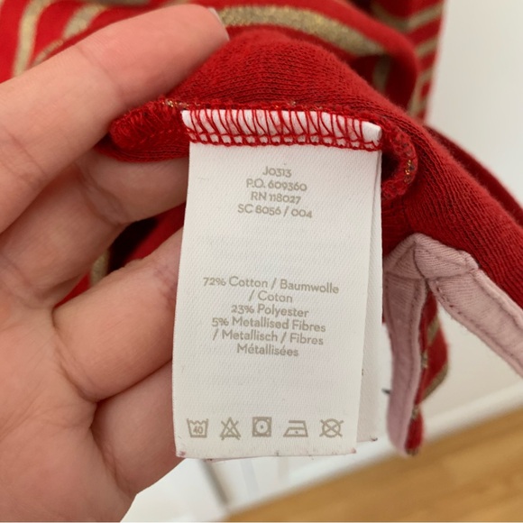 Boden Red Gold Metalic Stripes Long Sleeve Top Size 18 - Picture 6 of 9